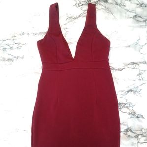 🚨NWT Burgundy Deep V Mini Dress